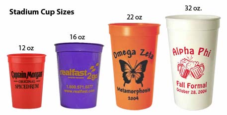 Custom Printed Smooth-Walled Stadium Cups All Sizes